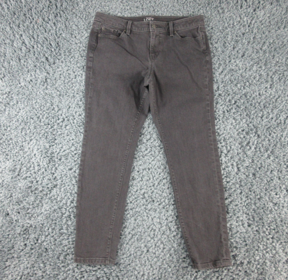 Ann Taylor LOFT Jeans Womens Petites 14P Black Denim Modern Skinny 33x27.5*
